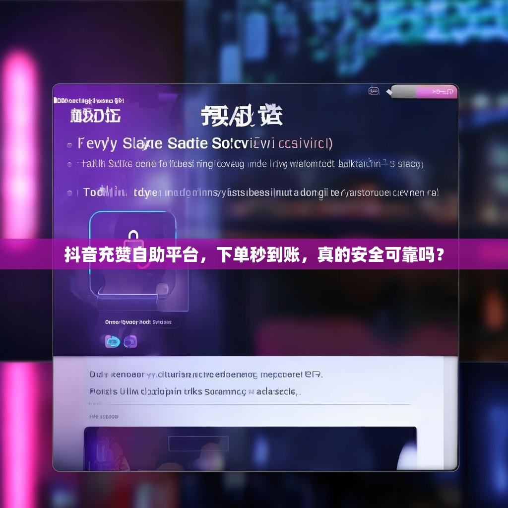 抖音充赞自助平台，下单秒到账，真的安全可靠吗？